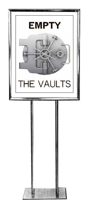Jewelry Store-Empty The Vaults Sale Floor Stand Stanchion Signs-22"x28"