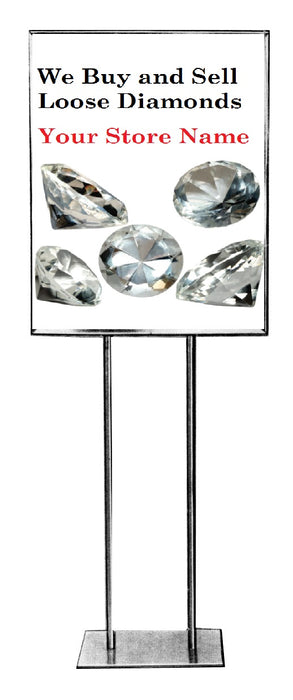 Jewelry Store Diamonds Floor Stand Stanchion Signs-22"x28"