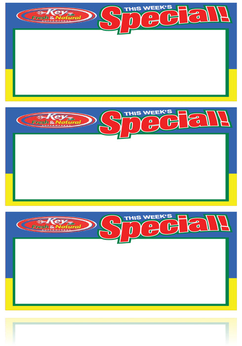 Key Foods Supermarket Shelf Signs- 8.5"W x 11"H- 3 up per sheet-Laser Compatible -300 price signs