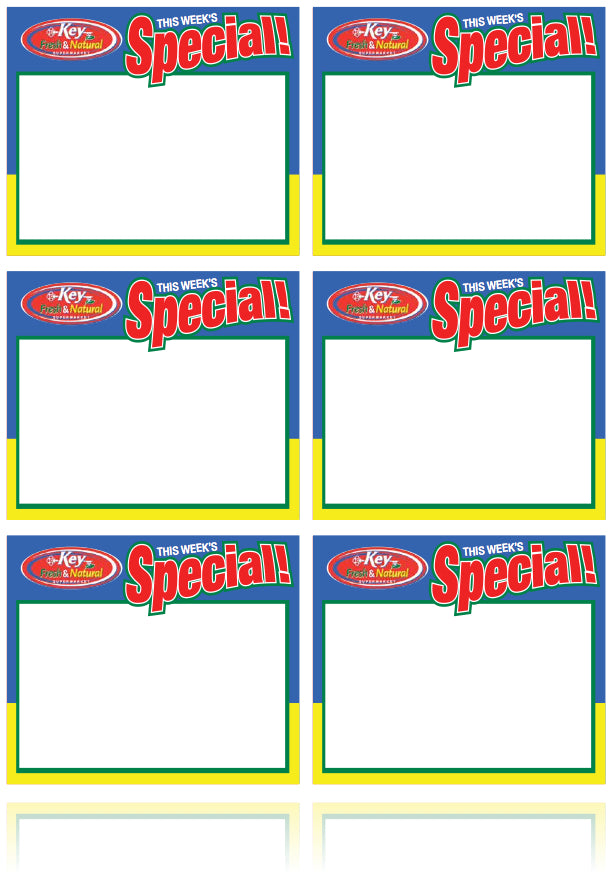 Key Foods Supermarket Shelf Signs- 6 UP Laser Compatible -600 signs