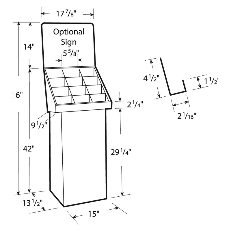 Large Cardboard 12 Pocket Display Bin