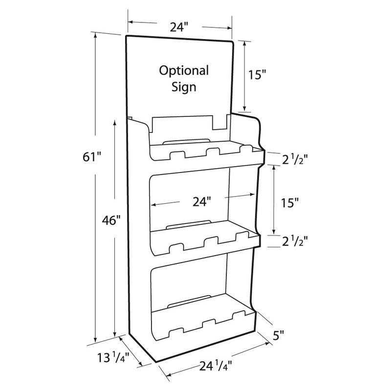 Large Cardboard 3 Shelf Display Bin