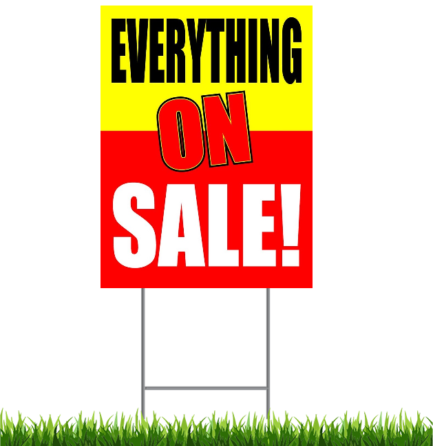 Everything on Sale Lawn Yard Signs for Retail-18"W x 24"H