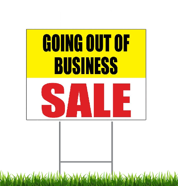 Going Out of Business Sale Lawn Yard Signs for Retail-24"W x 18"H