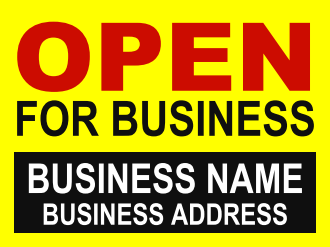 Lawn-Yard Signs for Retail-Custom Printed Open for Business 24 "x 18"