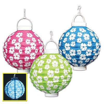 Light Up Hanging Hibiscus Paper Lanterns -6 pieces