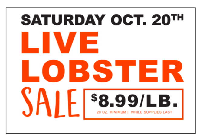 Lobster Sale Lawn Yard Signs-24"W x 18"H