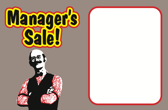 Manager's Special Shelf Signs- Price Cards-100 signs - screengemsinc