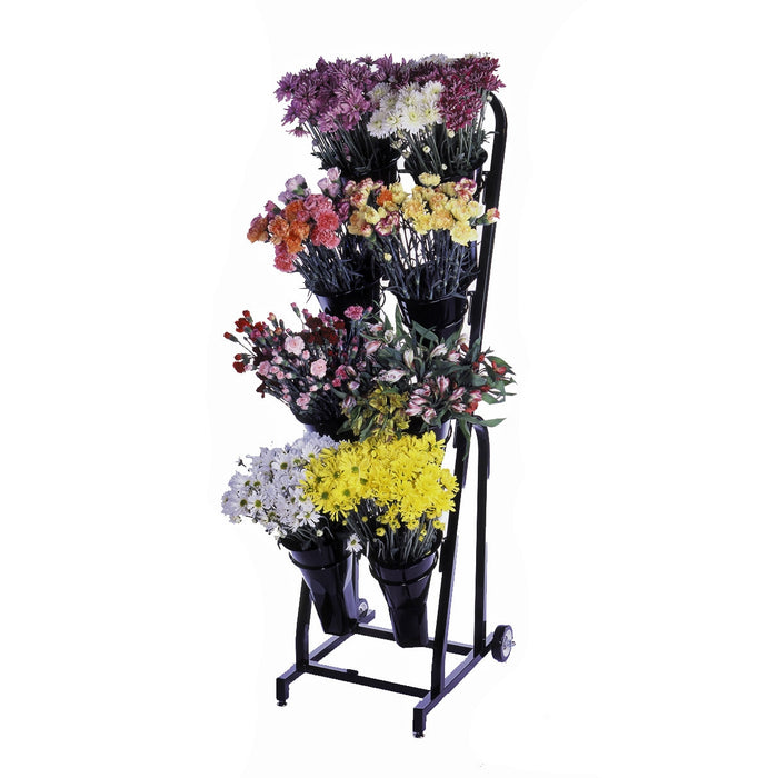 Black Metal 8 Vase Floral Cart Mobile Fixture