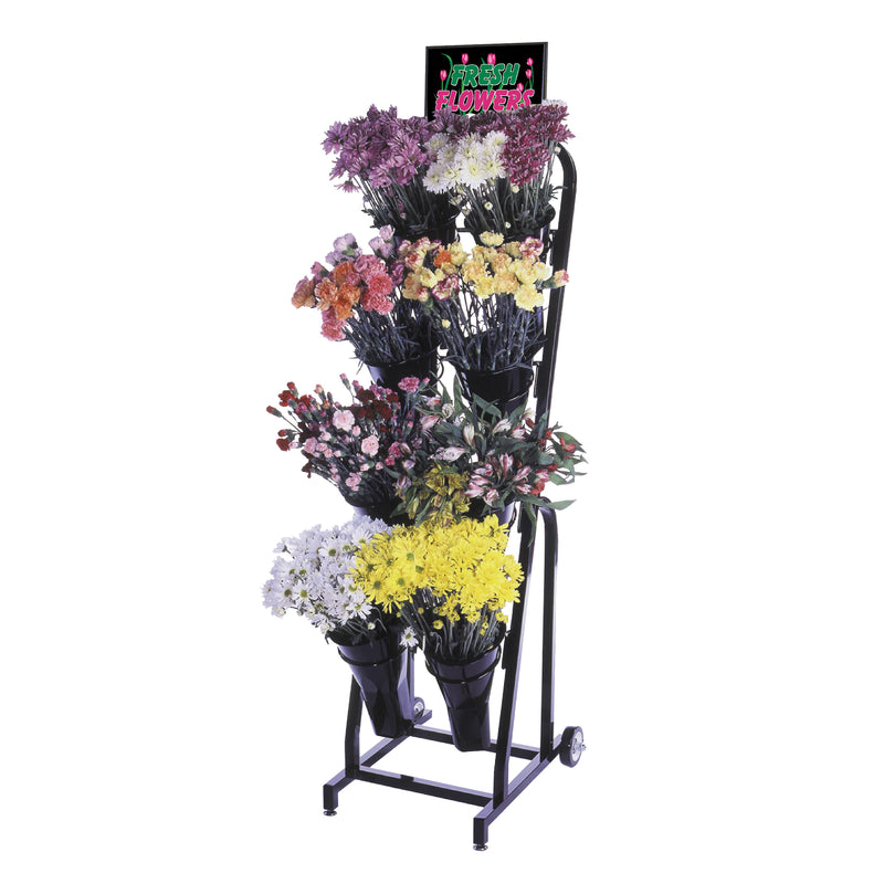 Black Metal 8 Vase Floral Cart Mobile Fixture