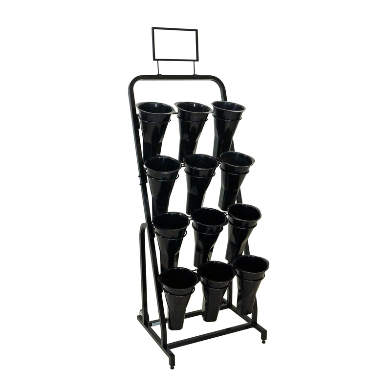 Black Metal 12 Vase Floral Bouquet Display Cart