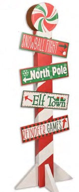 Over 4' Tall Christmas North Pole Directions Display Prop- 4 pieces