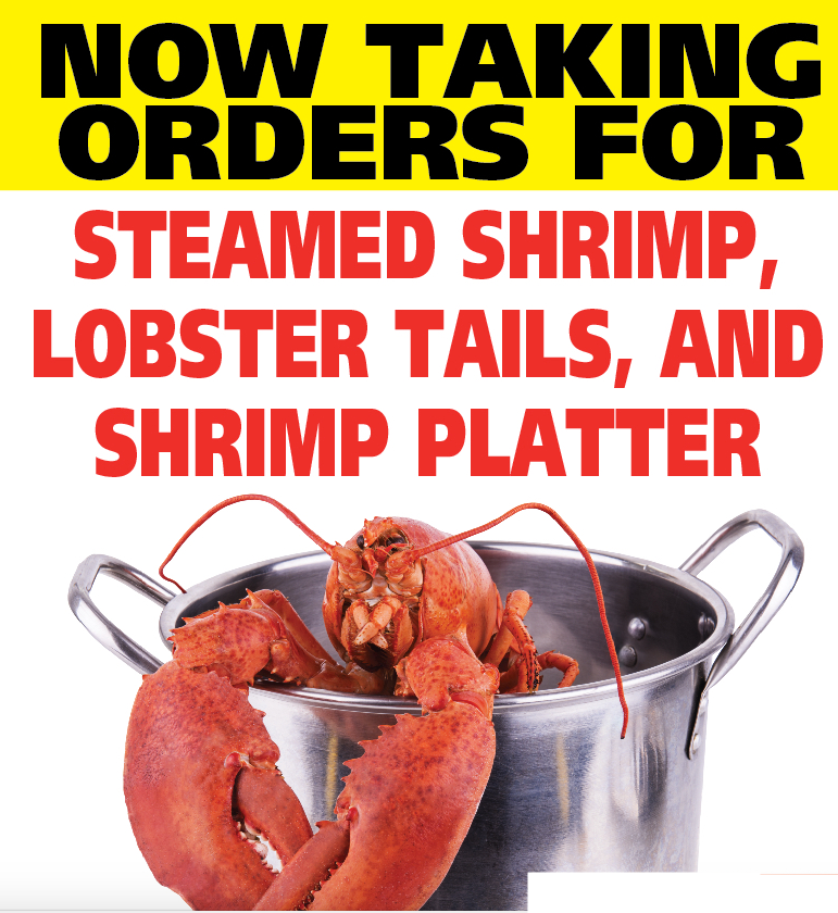 Now Taking Orders for Seafood Platters Window Sign 36"W x 48"H