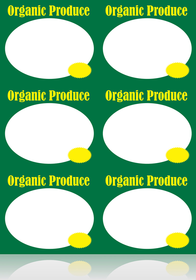 Organic Produce Price Cards Shelf Signs-3UP Laser Compatible -600 signs
