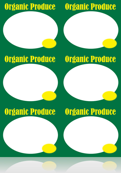 Organic Produce Price Cards Shelf Signs-3UP Laser Compatible -600 signs