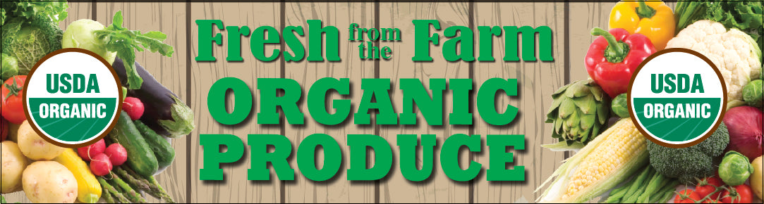 Organic Produce End Cap or Gondola Sign- 36" W x 18" H