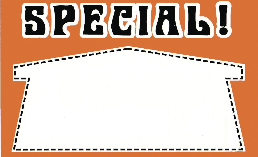Special Arrow Shelf Signs-Fluorescent Orange- 14"W x 11"H -100 signs - screengemsinc