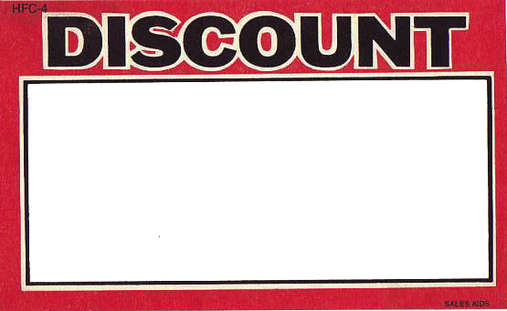 Discount Shelf Signs Retail Price Cards-5.5"W x 3.5"H-100 signs - screengemsinc
