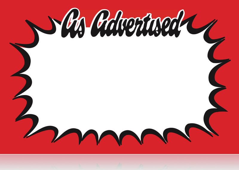 As Advertised Red Shelf Signs- Price Cards
