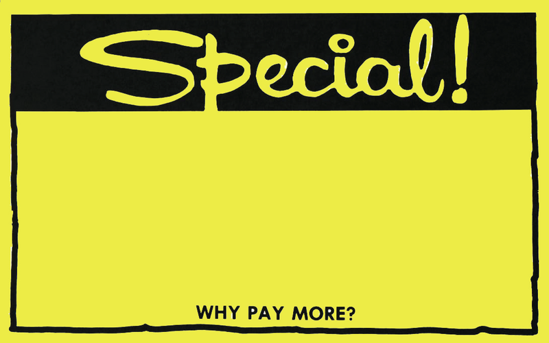 Special Fluorescent Shelf Signs Rainbow Pack  11"W x 7"H -100 per pack - screengemsinc