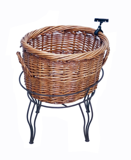 Oval Faux Rust Metal Basket Stand - 22"W x 22.5"H x 17"D