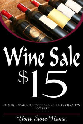 Wine Sale Shelf Signs Price Cards-7"W x 11"H-10 signs