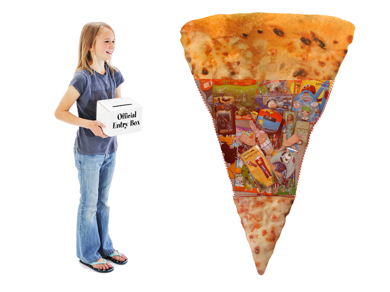 Pizza filled with toys-5' tall-Promotional Sweepstakes Item - screengemsinc