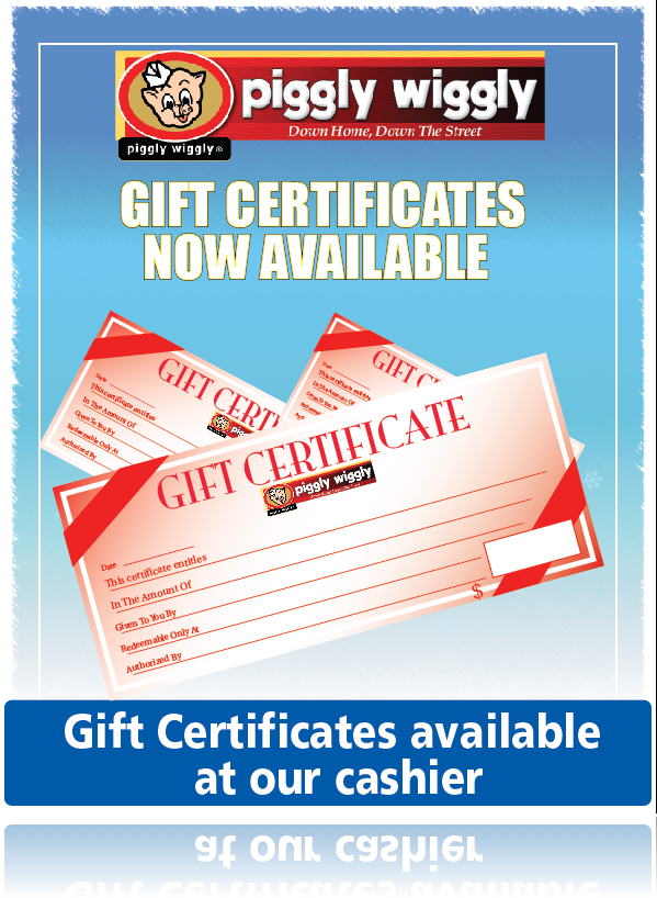 Piggly Wiggly Window Sign Poster-Gift Certificate