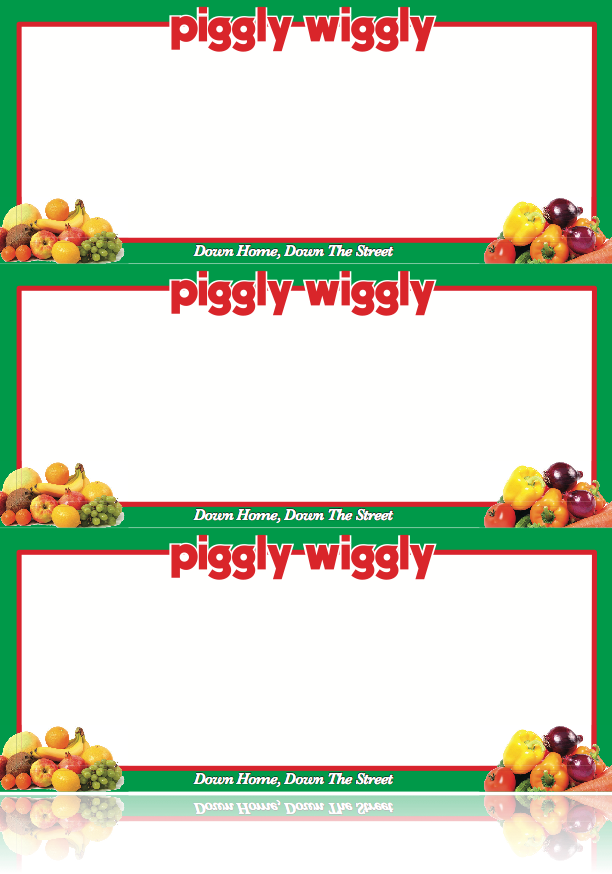 Piggly Wiggly Supermarket Produce Department Shelf Signs