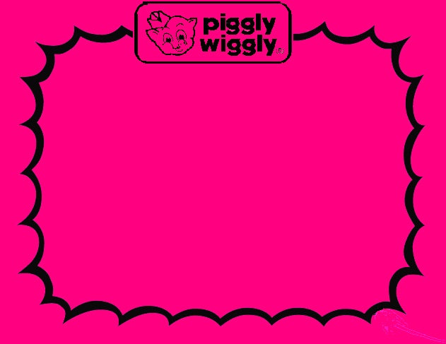 Piggly Wiggly Pink Fluorescent Starburst Price Cards- Shelf Signs