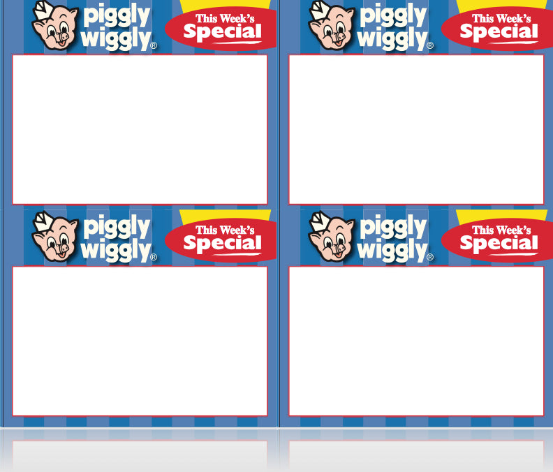 Piggly Wiggly This Week's Special Shelf Signs Price Cards - 4 UP Laser Compatible Stock -400 signs