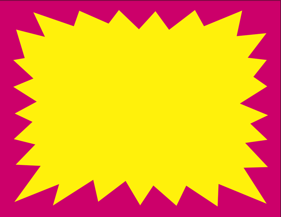 Pink and Yellow Starburst 1UP Laser Compatible 11" W x 8.5" H -100 signs