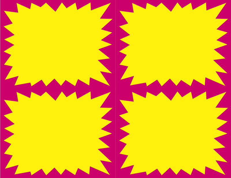 Pink & Yellow 4 up Starburst Shelf Signs
