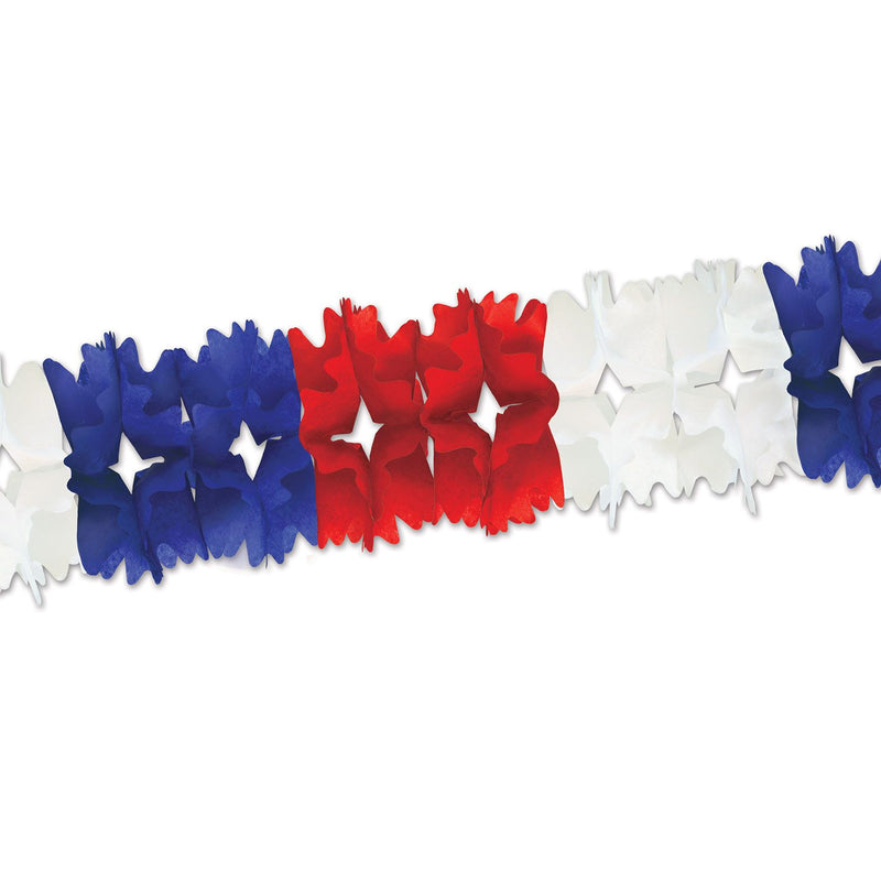 Patriotic Decorative Ceiling Garland- Red, White & Blue- 12 pieces