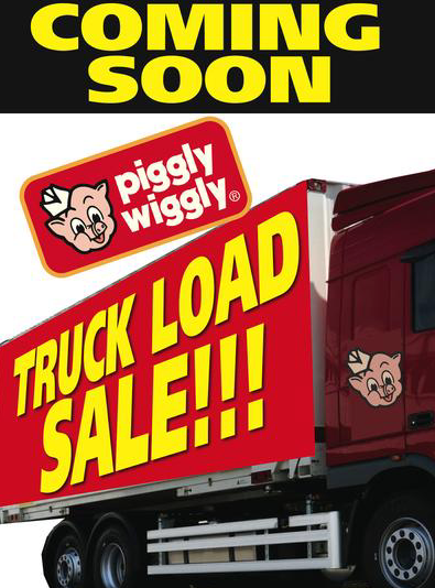 Piggly Wiggly Truck Load Sale-Coming Soon Floor Stand Stanchion Sign