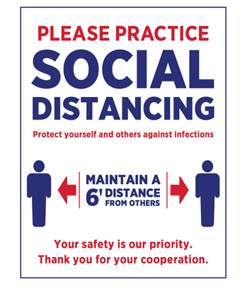 Practice Social Distancing Stanchion Floorstand Sign 22"x28"