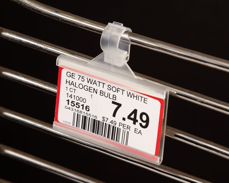 Price Tag Ticket Labels Holders for Wire Fixtures- 1.25" H x 3"L- 100 pieces