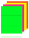 Rainbow Pack Fluorescent Shelf Signs -8.5"W x 11" H- 3 up per sheet -300 signs per pack - screengemsinc