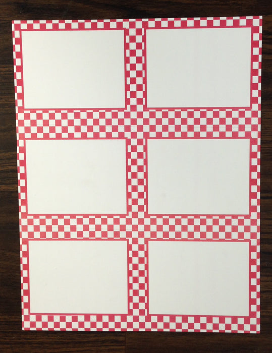 Red Checkerboard Shelf Signs 6UP Laser Compatible- 600 signs