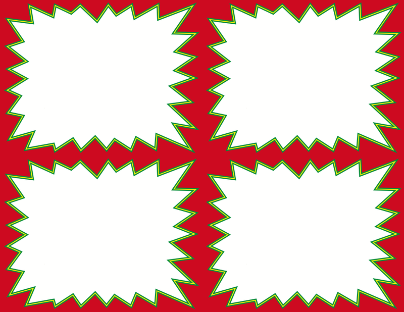 Red & Green Starburst Shelf Signs-4UP Laser Compatible -400 signs
