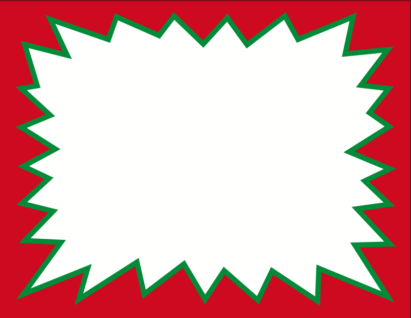 Red & Green Starburst Shelf Signs 1UP Laser Compatible 11"W x 8.5"H-100 signs