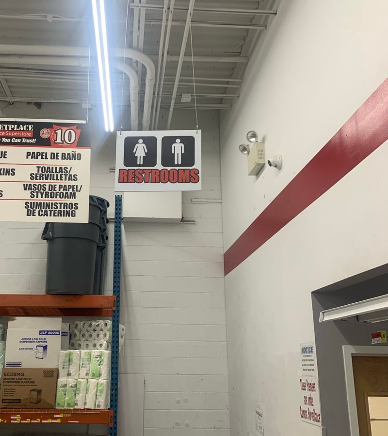 Restrooms Hanging Sign