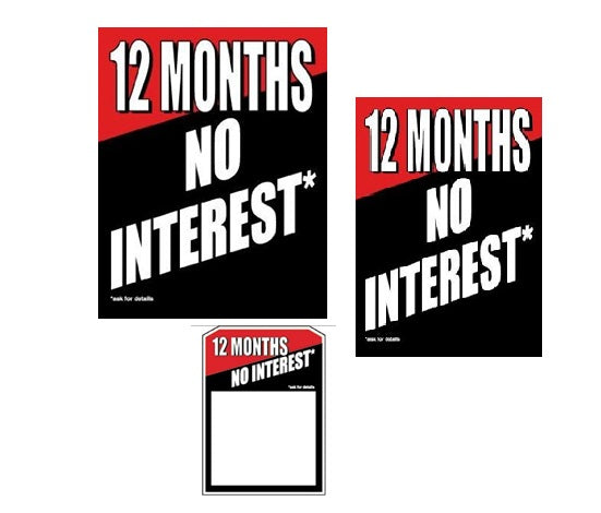 No Interest Retail Sale Event Sign Kit -12 pieces — screengemsinc