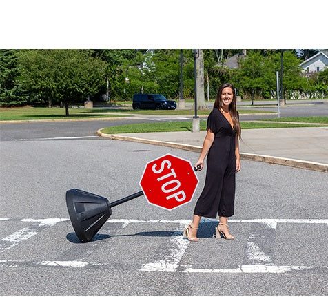 Rolling Sign Black Base with Pole Sign Holder - 48" H