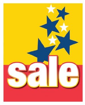 Sale Stars Poster-Floor Stand Stanchion Sign 22 W x 28 H