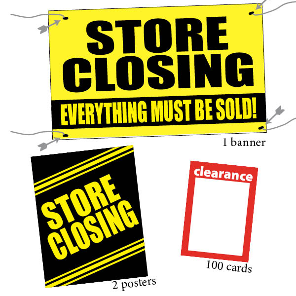 Store Closing Sign Kit for Retail