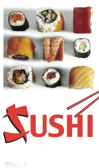 Sushi Floor Stand Stanchion Sign 22"W x 28"H