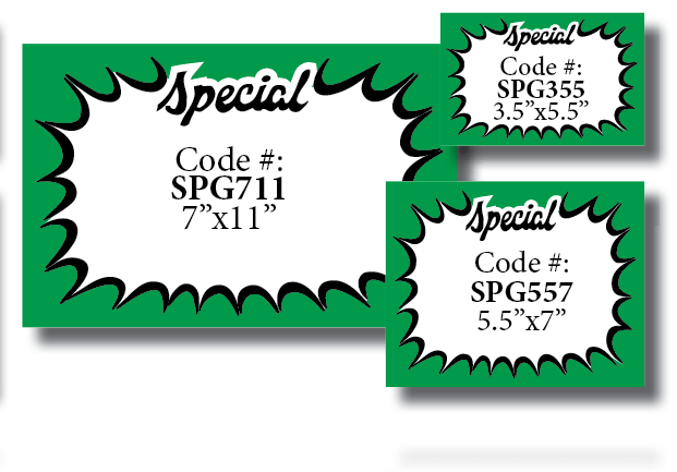 Special Starburst Shelf Signs 7"W x 5.5"H -100 signs