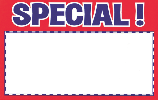 Special Red & Blue Shelf Signs  7"W x 5.5"H-100 signs - screengemsinc