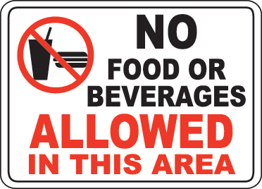 No Food or Beverage Allowed Store Policy Sign- 4 pack